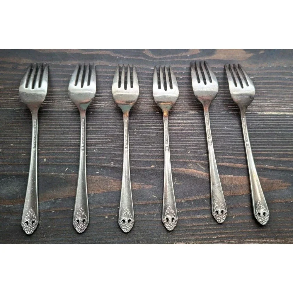 LOVELY LADY Pattern HOLMES & EDWARDS Silver-plate 6x Forks Flatware